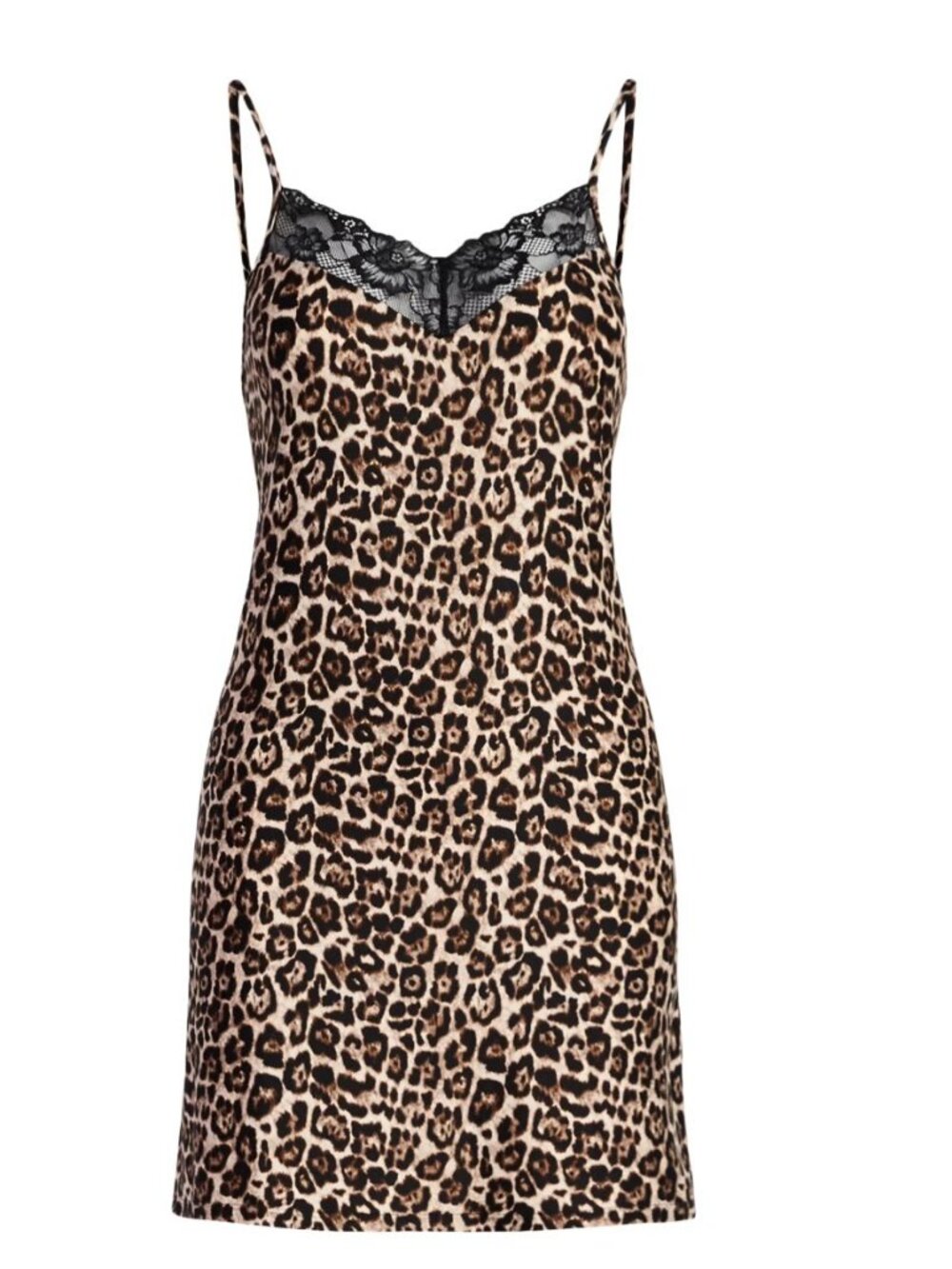 Joyspun Women’s Dreamy Soft Lace Trim Knit Chemise Leopard XL 16/ 18 Gown